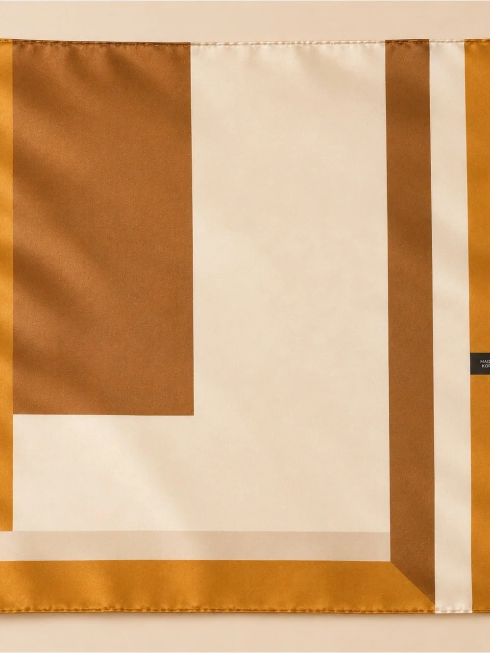 Geometric Silk Scarf in Cream and Caramel